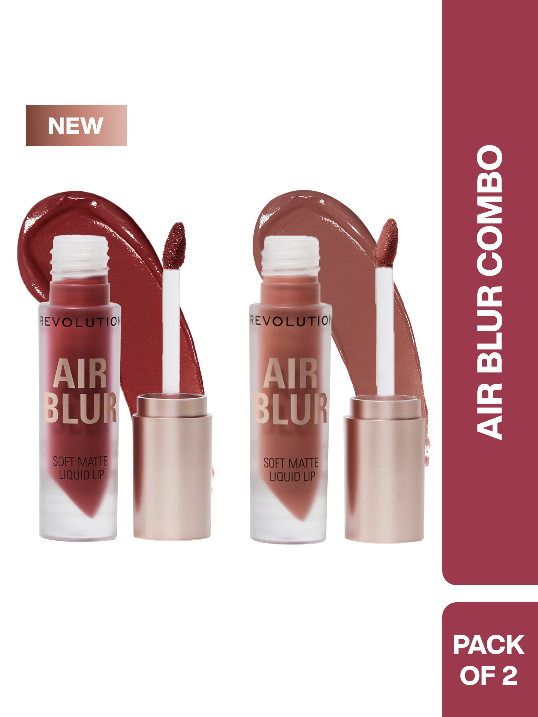 Makeup Revolution London Set Of 2 Air Blur Liquid Lipstick - 3.5 ml Each - Dreamy-Whisper