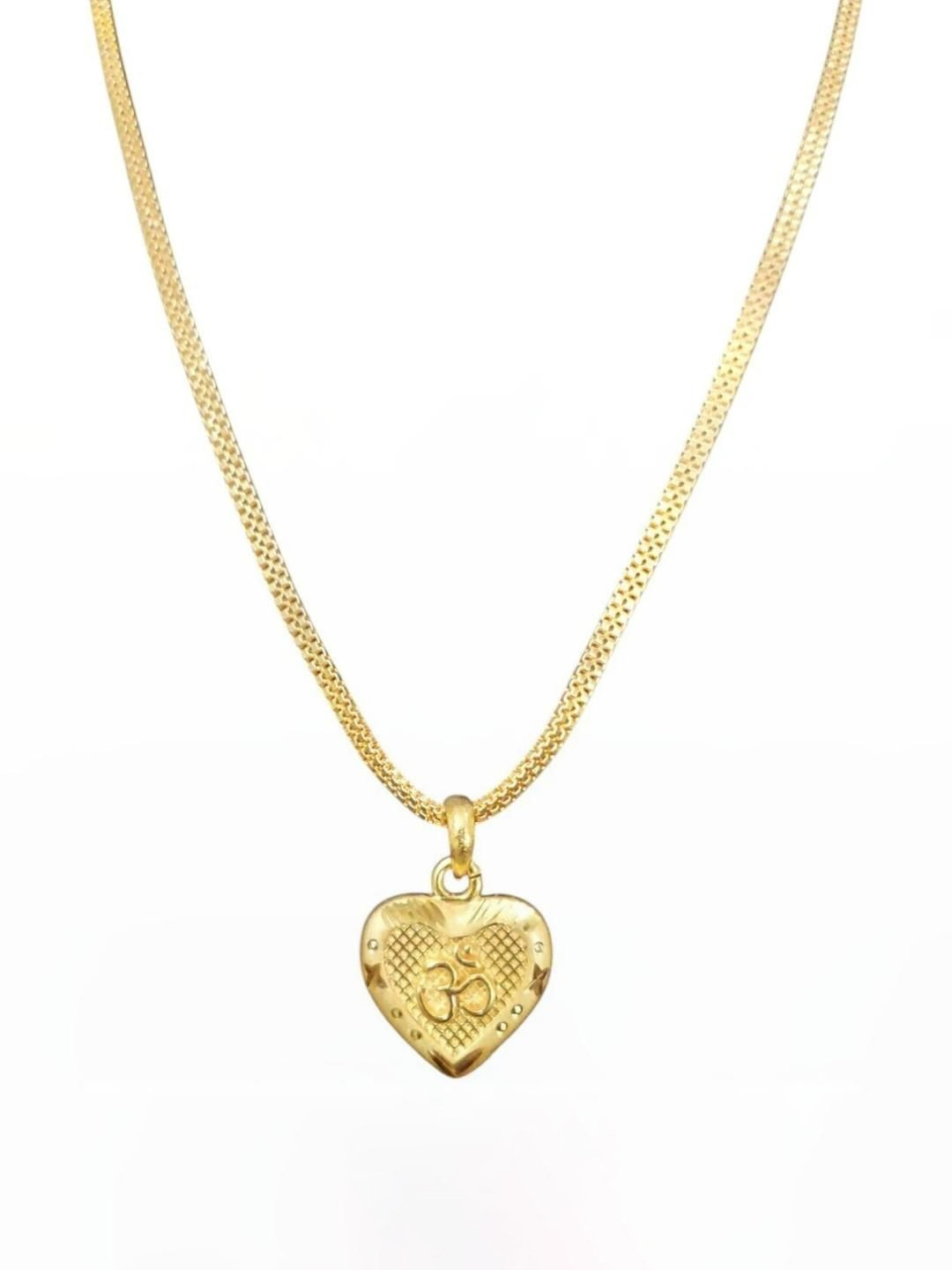 Prasansha Enterprises Gold-Plated Heart OM Chain Pendant Set