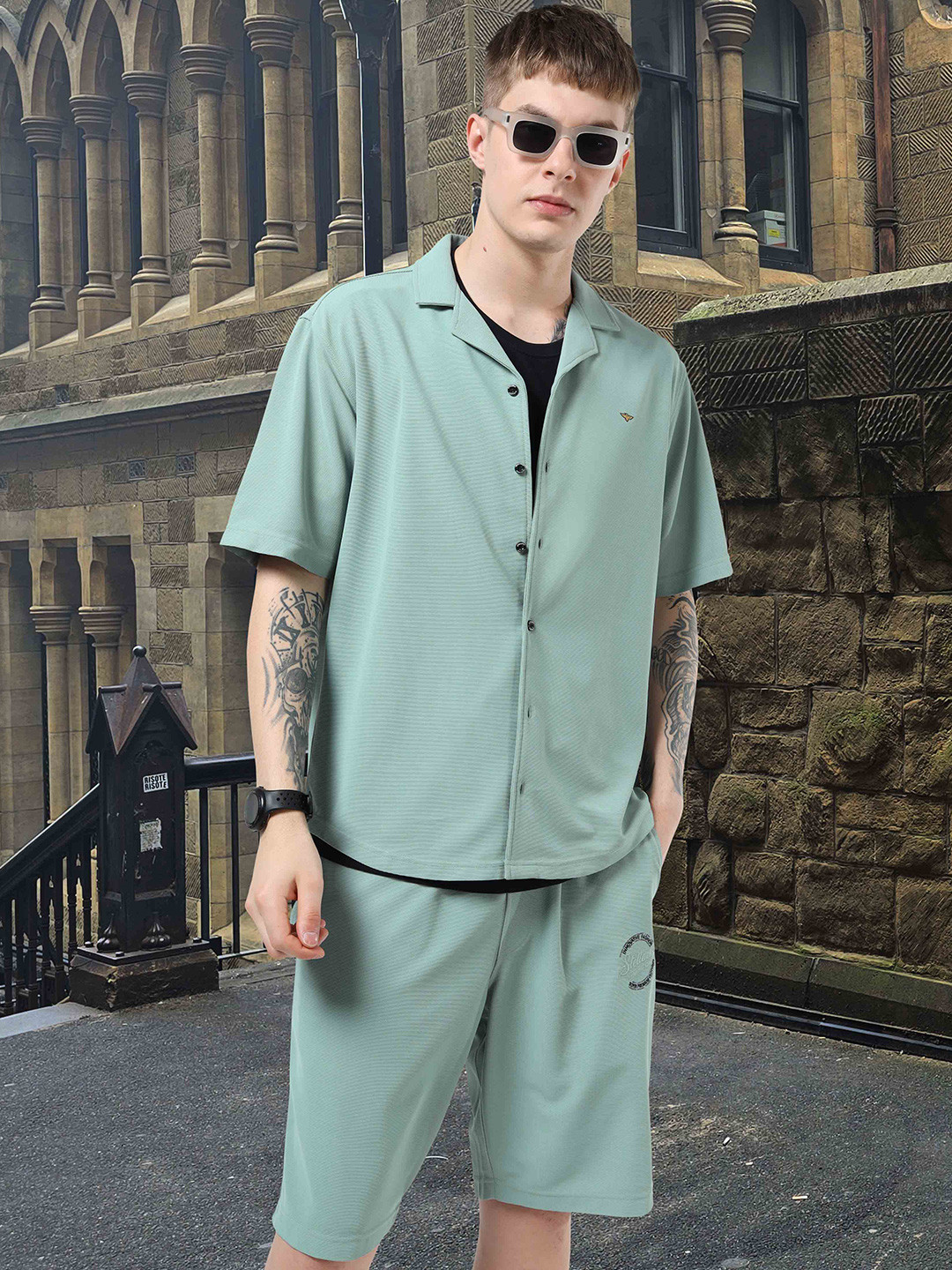 STELLERS Relaxed Fit Wrinkle Free Shirt With Shorts