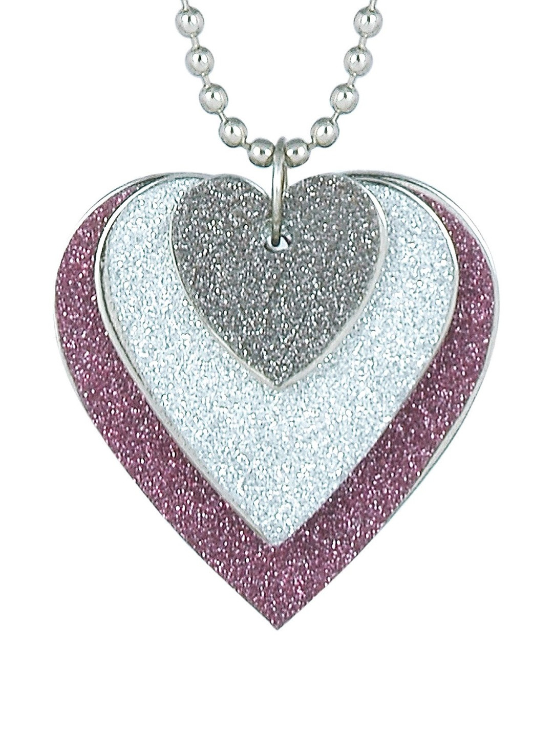Silver plated 3 colour flat Faux Drussy Heartshape chain pendant