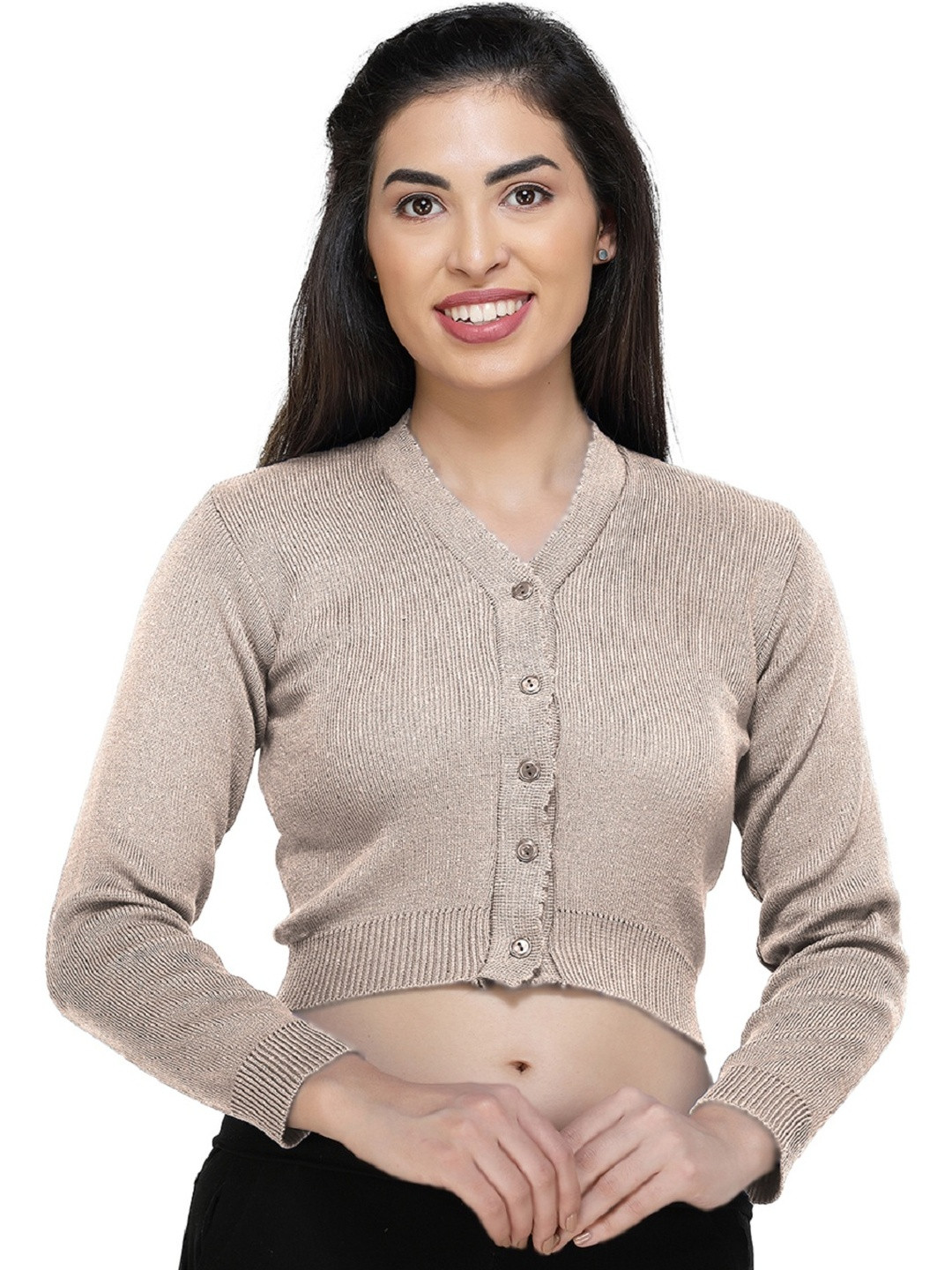 FEMULA Women Woollen Crop Blouse Top