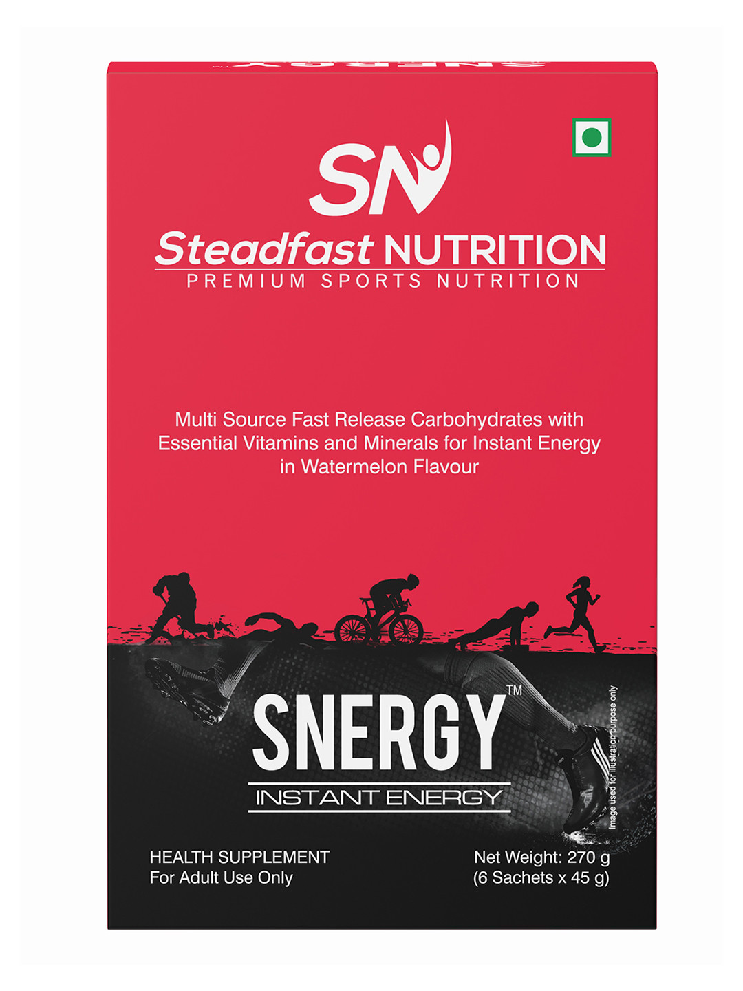 Steadfast Nutrition Snergy Hydration Pre workout Supplement Watermelon 6 Sachets 270g