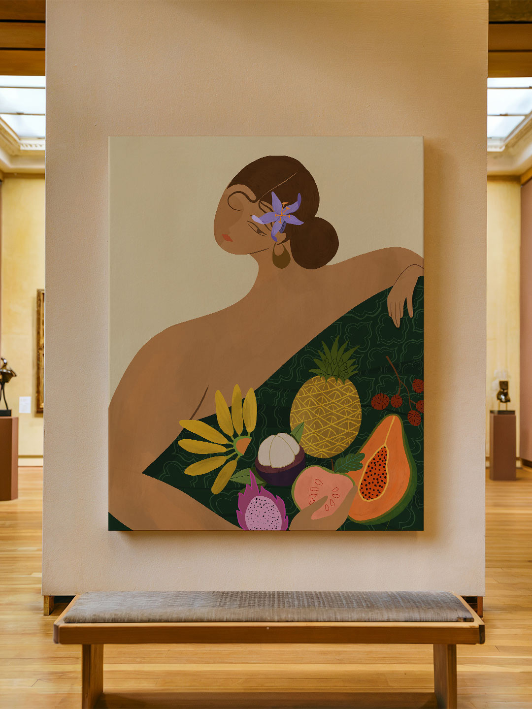 ASIAN MONK Beige & Multicoloured Wood Floral And Botanical Wall Art