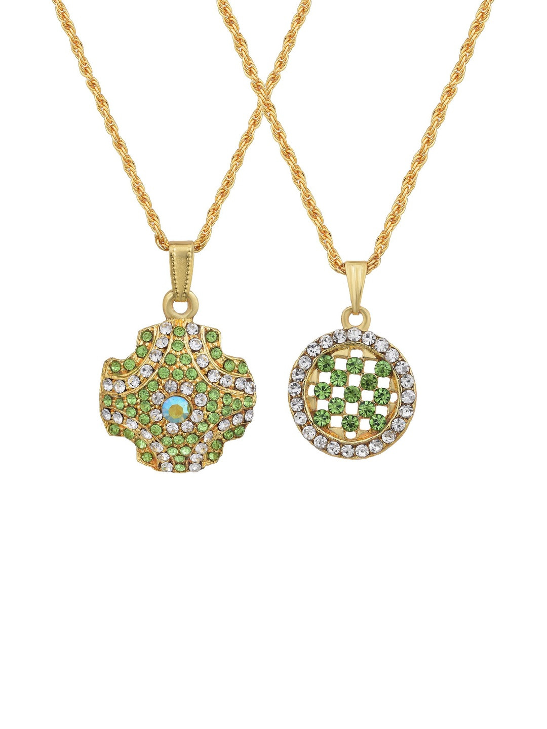 Gold plated SET of 2 Parrot Green and White Fashion chain pendant