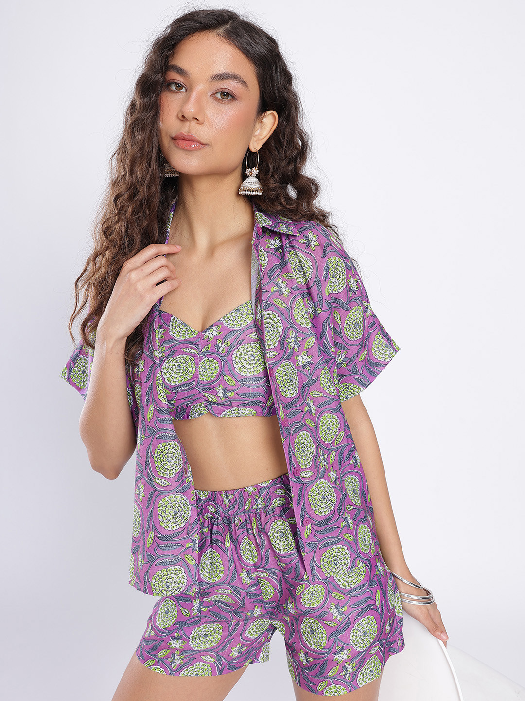 fusion by glitchez Floral Printed Co-Ords With Inner Slip
