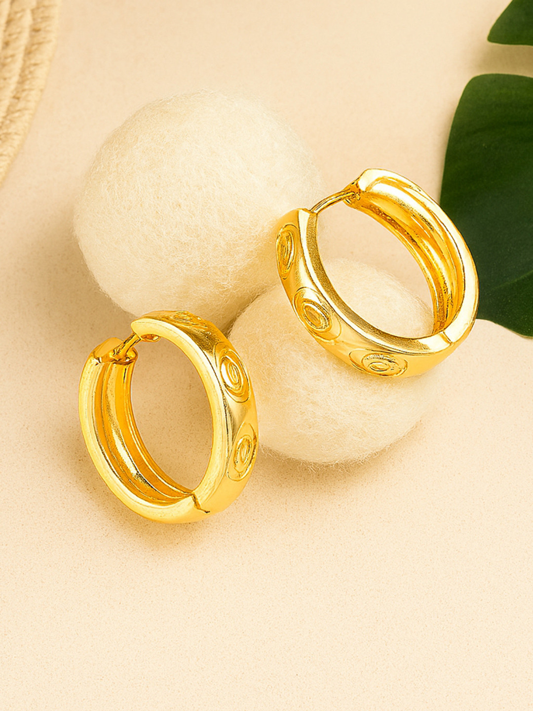 Estele Gold Plated Modern Luxe Inspired Demifine Hoop Earrings