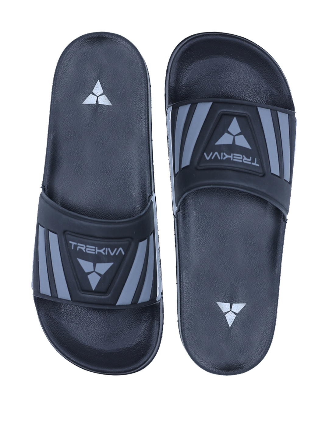 Trekiva Men Black Rubber Flexible Slider Slippers