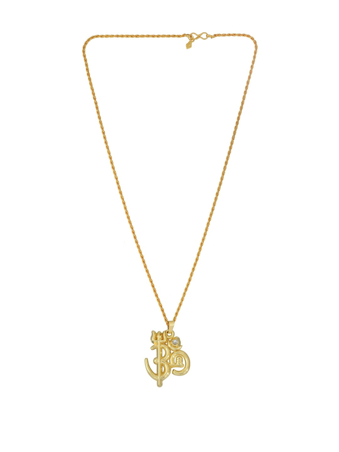 Gold plated Om Trishul Shivling all in one design CZ studded