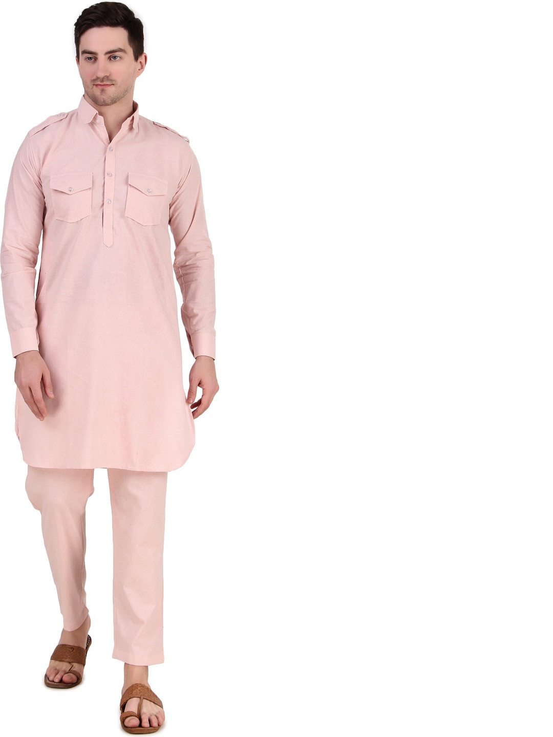 PREEN Adults-Men Pink Kurta Sets