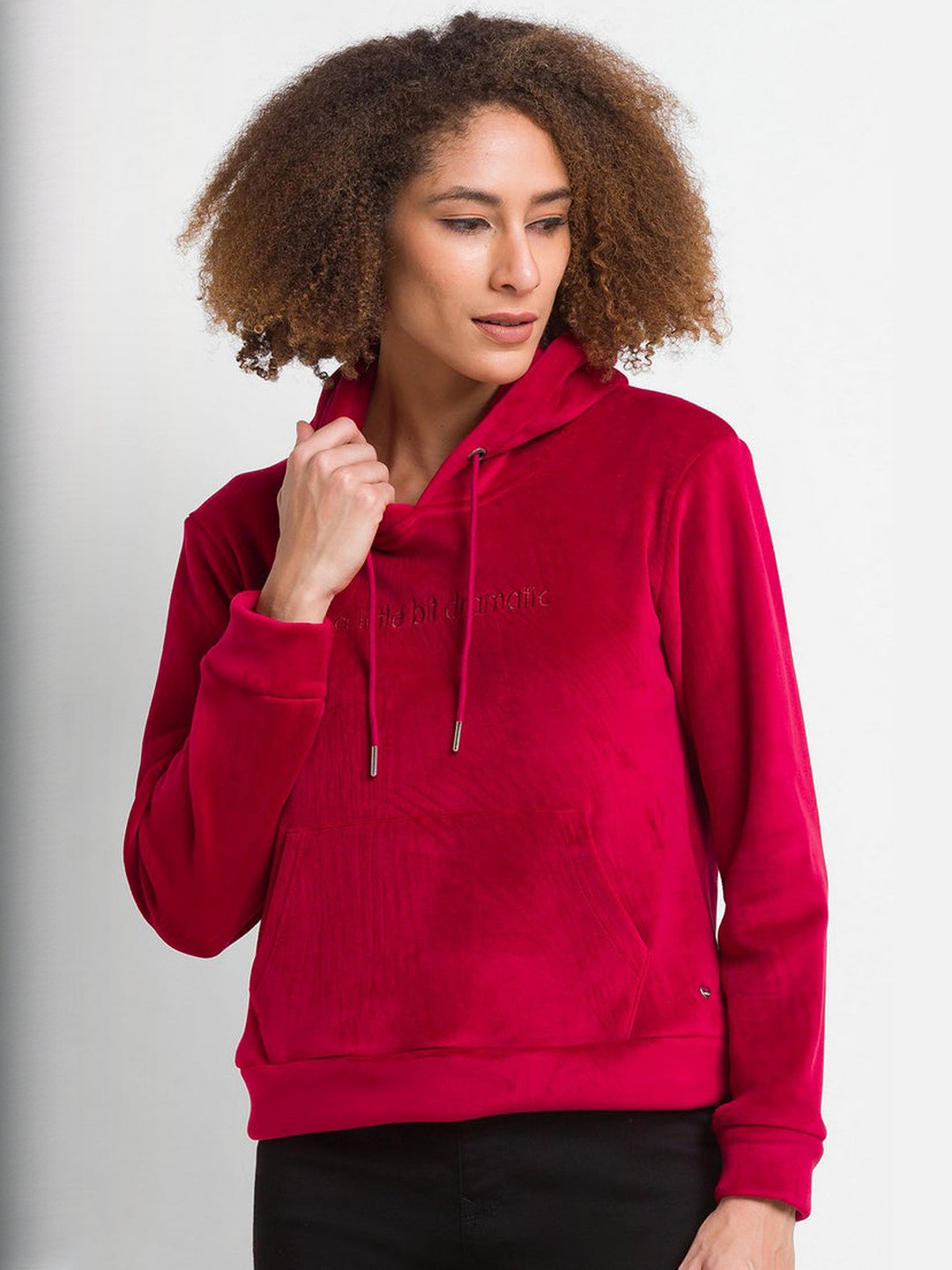 SPYKAR Women Red Hooded Sweatshirt