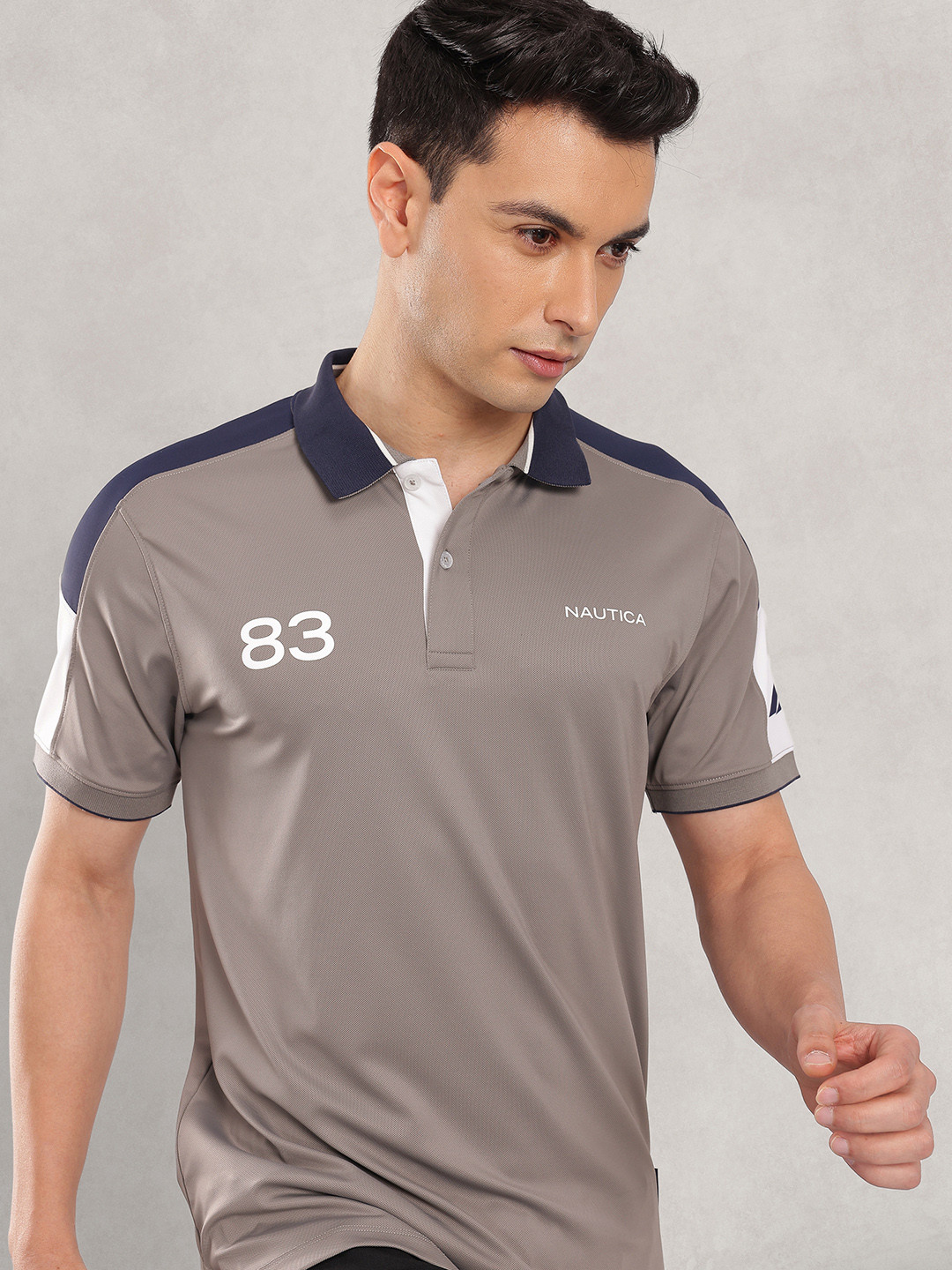 Nautica Varsity Printed Polo Collar Moisture Wicking & Antimicrobial Sports T-shirt