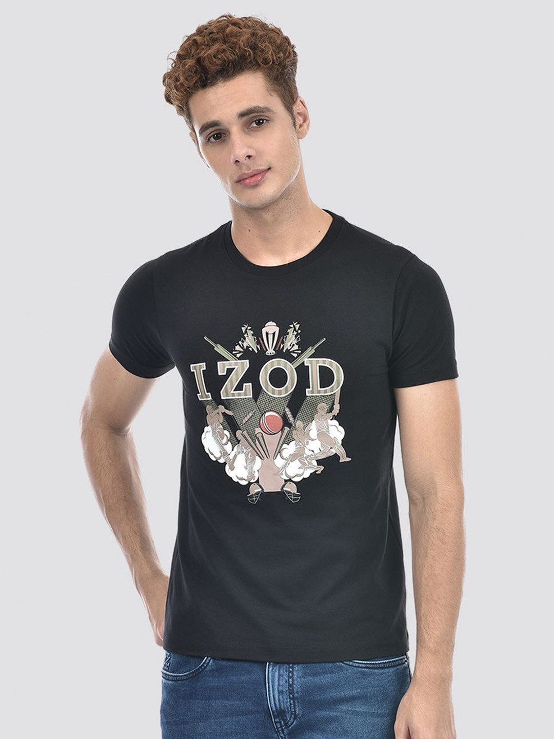 IZOD Typographic Printed Slim Fit Cotton T-shirt