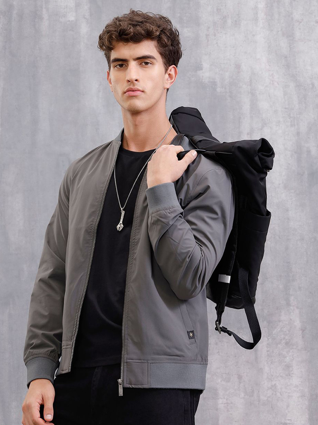 WROGN Mandarin Collar Bomber Jacket