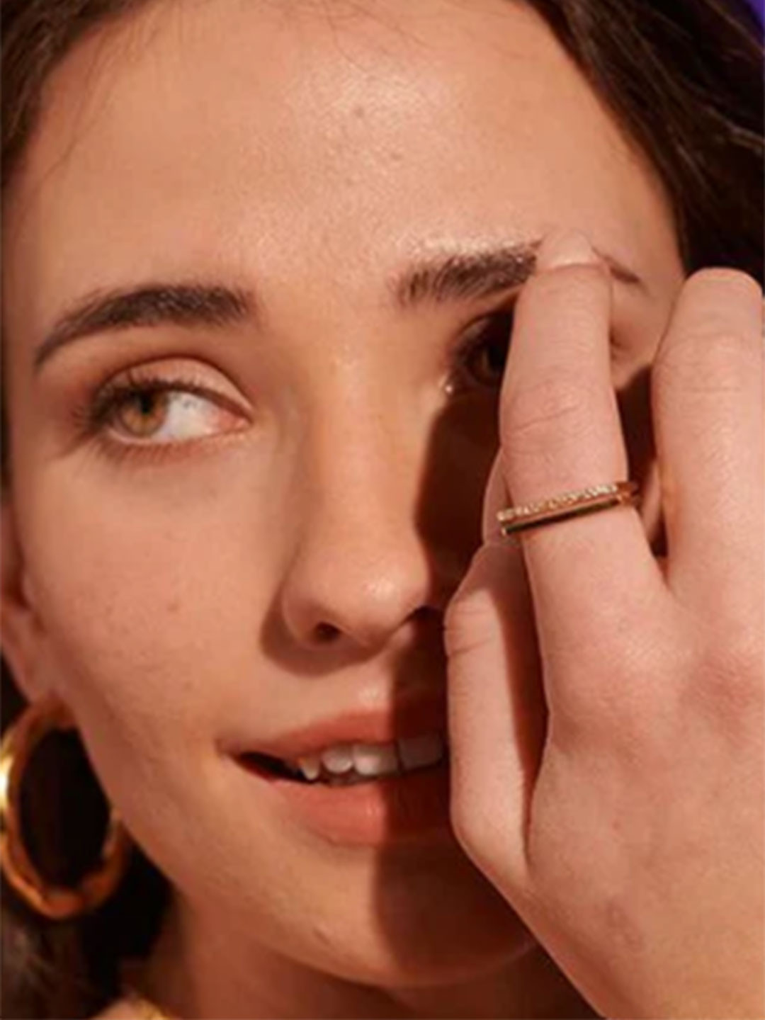 Perfectly Average Women 18K Gold Plated Stones Studded Duet Finger Ring