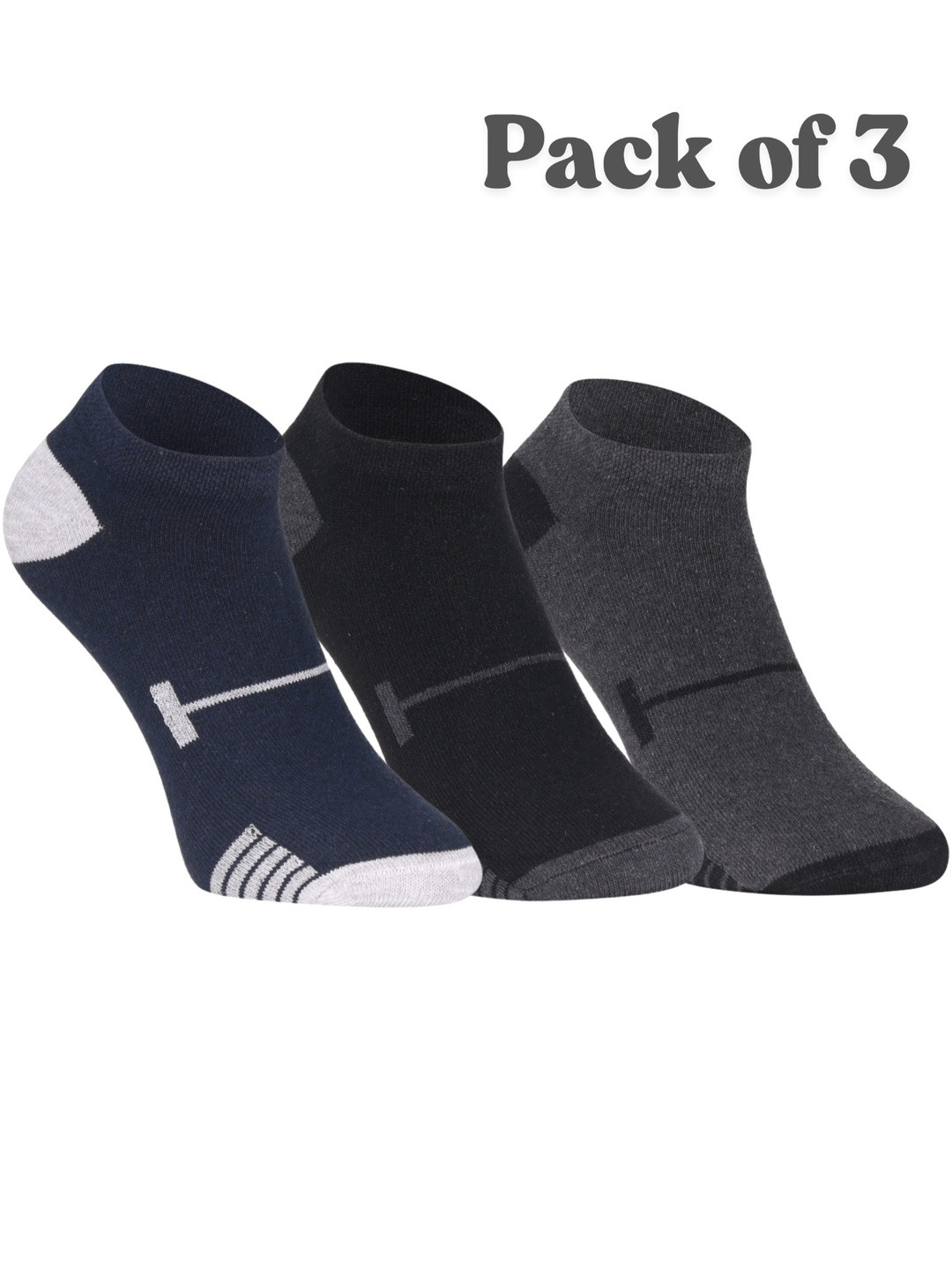HEBTROCO Unisex Pack of 3 Cotton Ankle Length Socks
