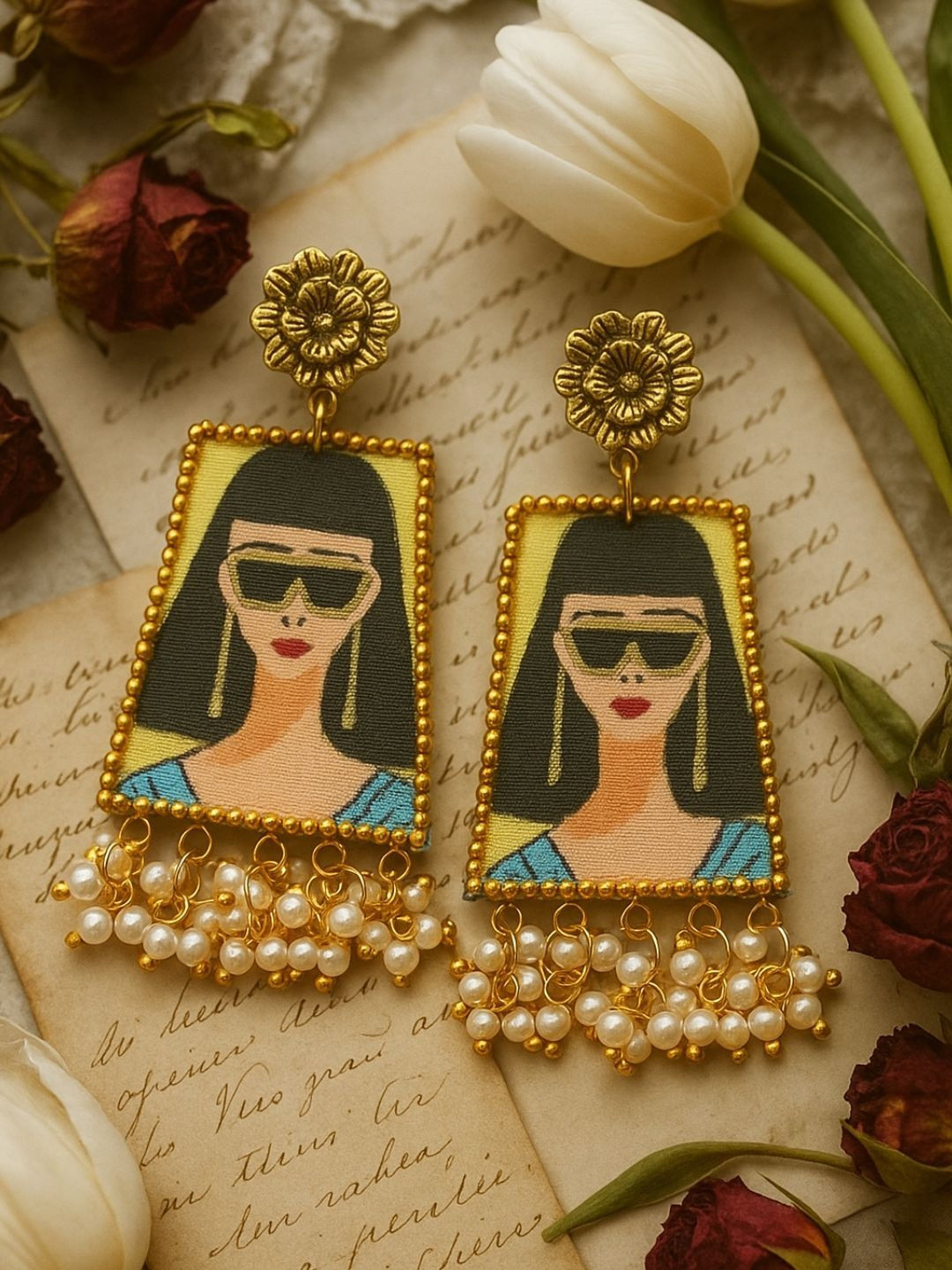 KALAVAATHI Women Hand Painted Drop Earrings