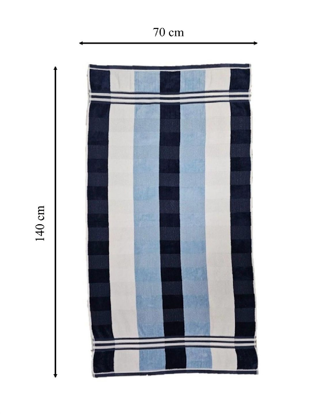 Aura Navy Blue Sheared Striped Pure Cotton 500 GSM Bath Towel