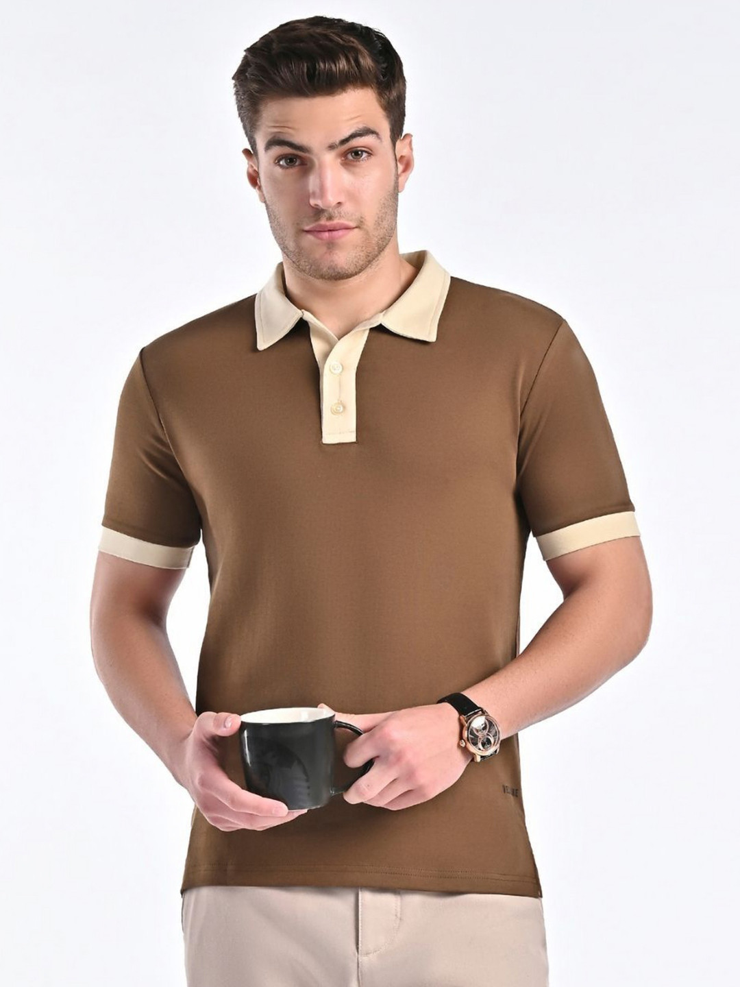 VELLURE Mens Half-Sleeve Polo T-Shirt Pure Cotton