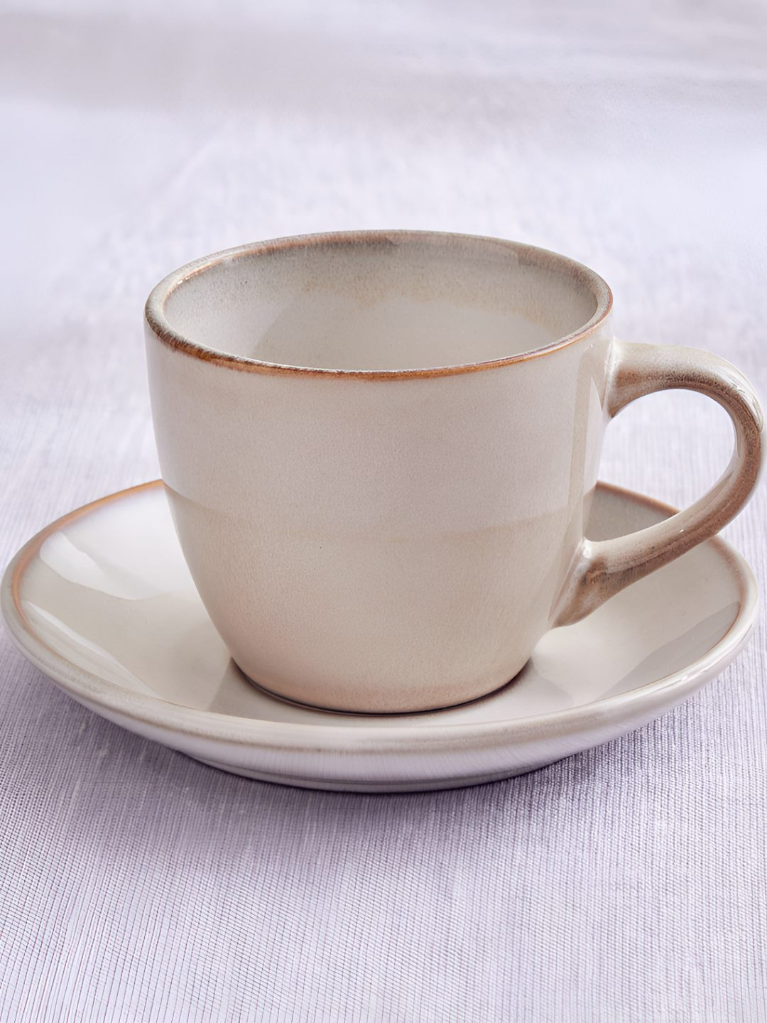 Home Centre Beige Cerradura Moss Stoneware Cup & Saucer - 280ml