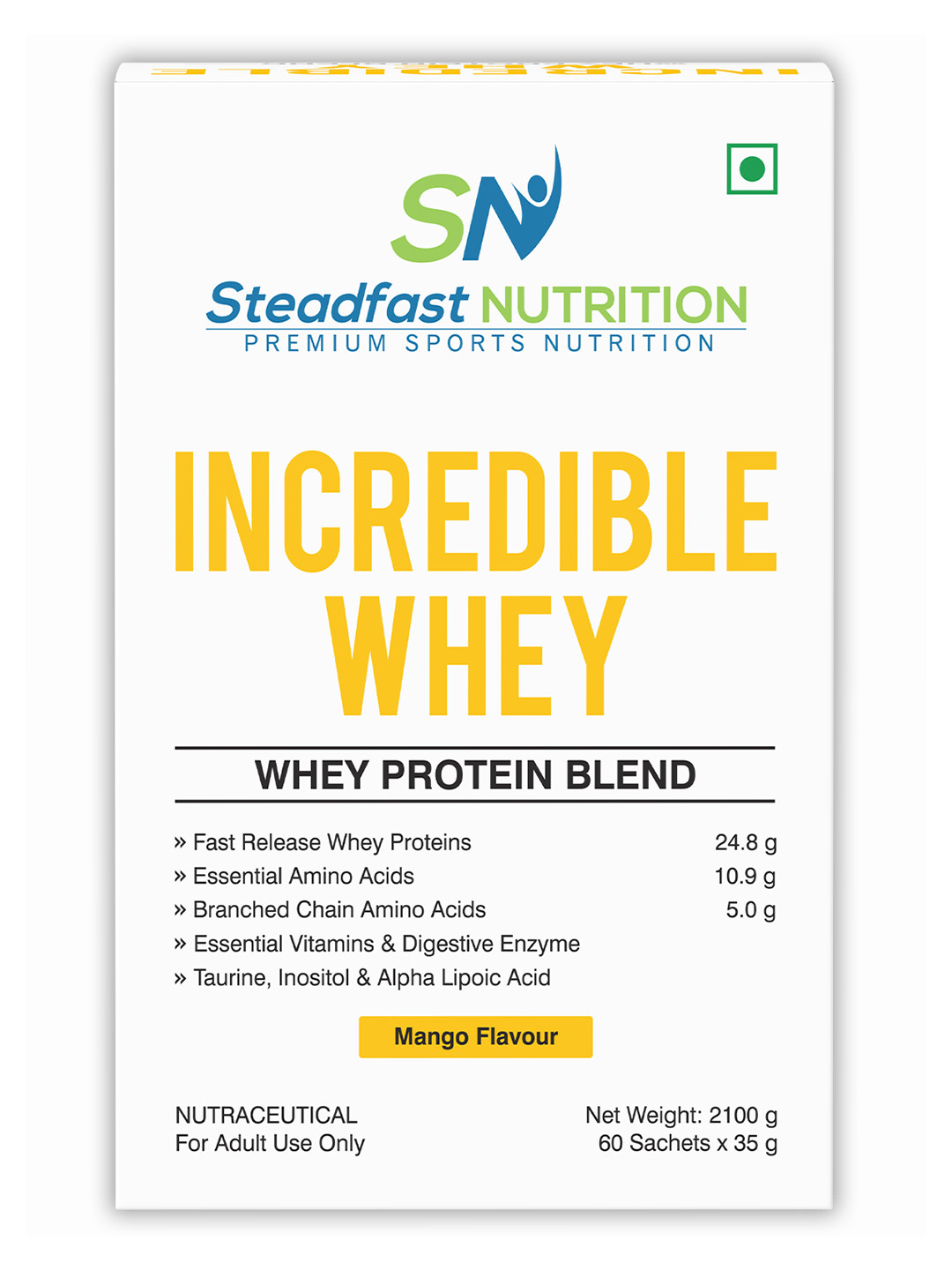 Incredible Whey Protein Blend For An Incredible You Mango 60 Sachets 2100g