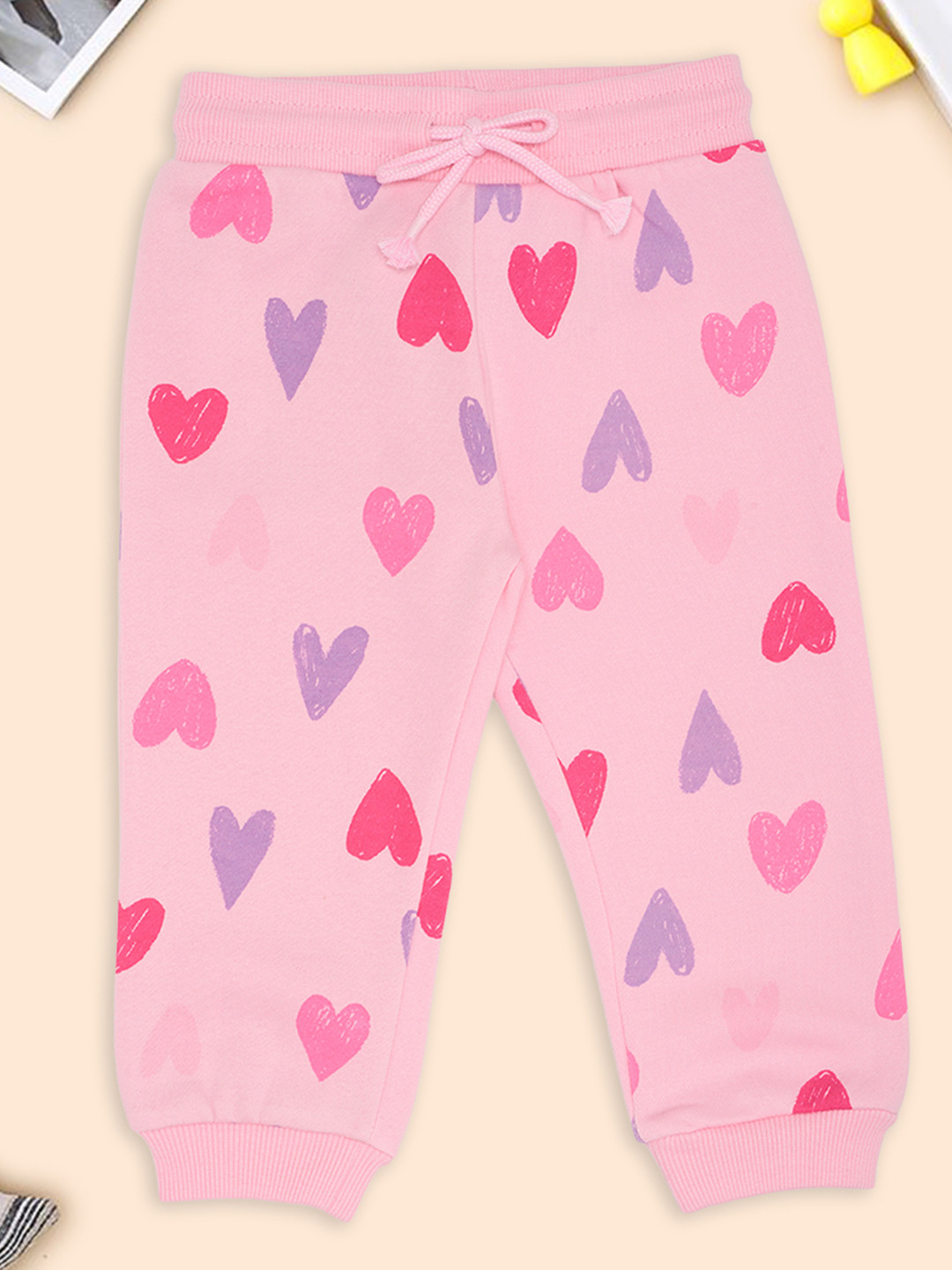 Pantaloons Baby Infant Girls Heart Print Cotton Jogger