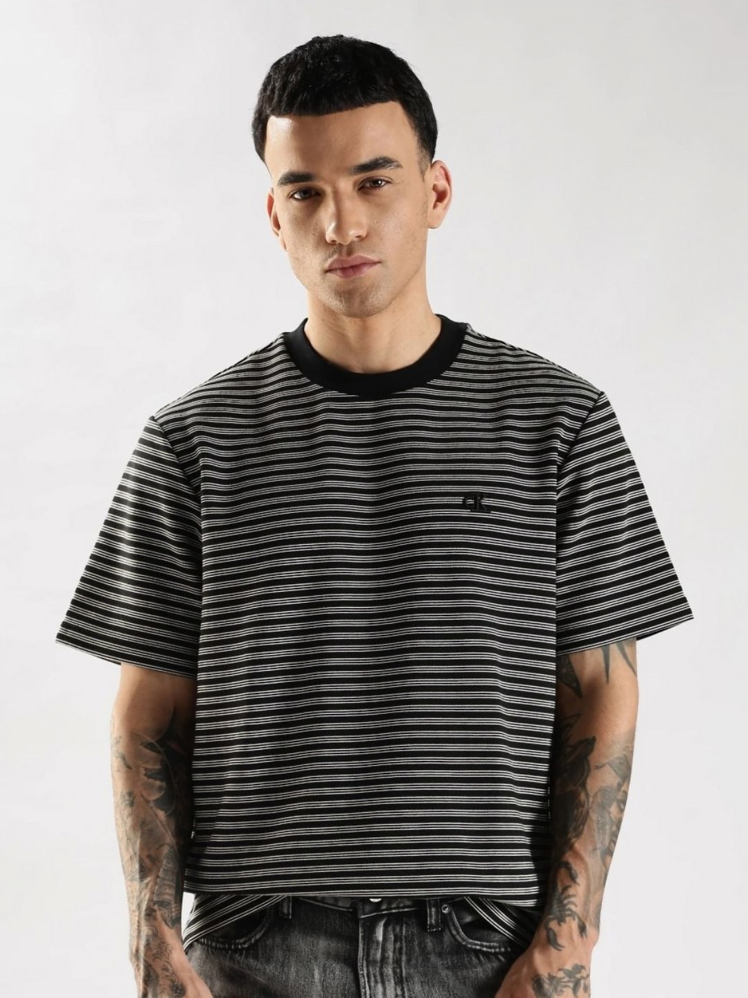 Calvin Klein Jeans Men Striped Round Neck Relaxed Fit T-shirt