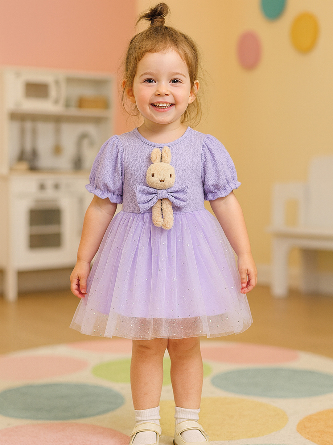 Bold N Elegant Sequined Mini Party Dress with 3D Bunny