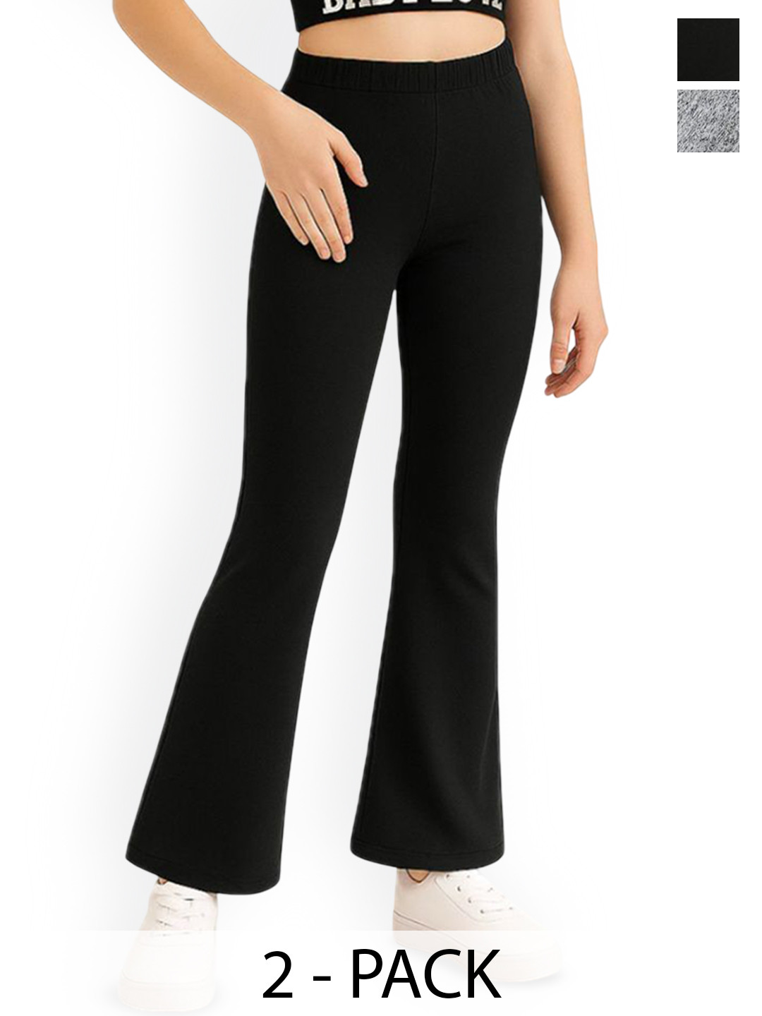 EZEE SLEEVES Girls Pack Of 2 Wide Leg Mid-Rise Regular Trousers