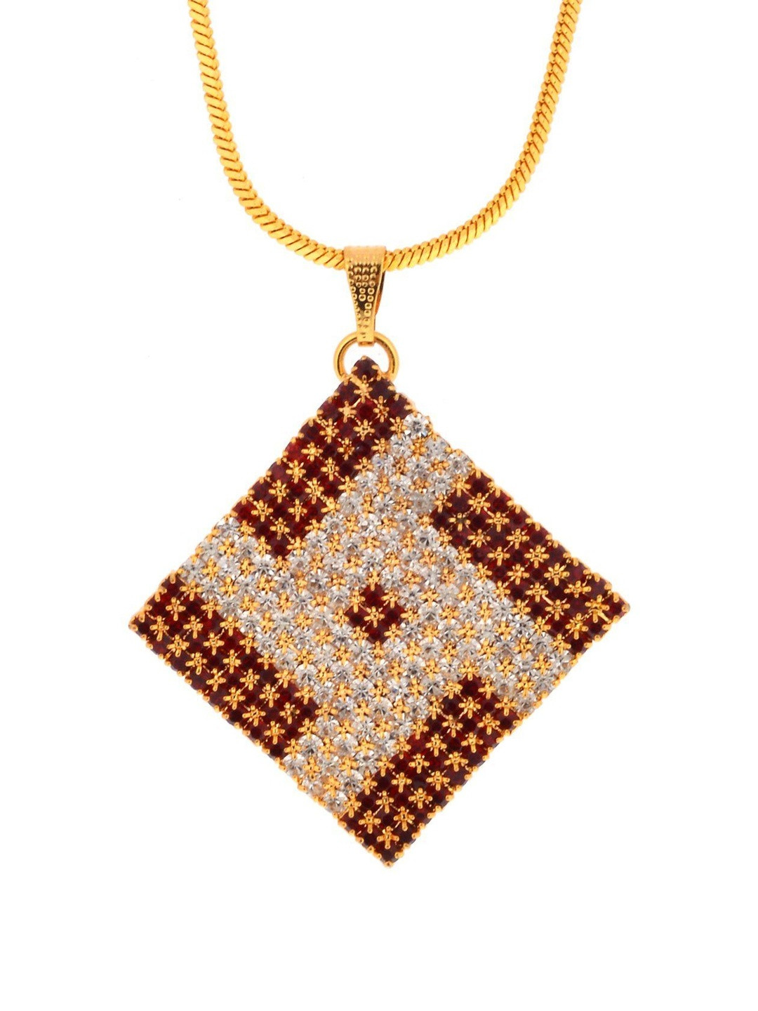 Gold Plated White Imitation Diomond Ruby Fashion Jewellery chain Pendant