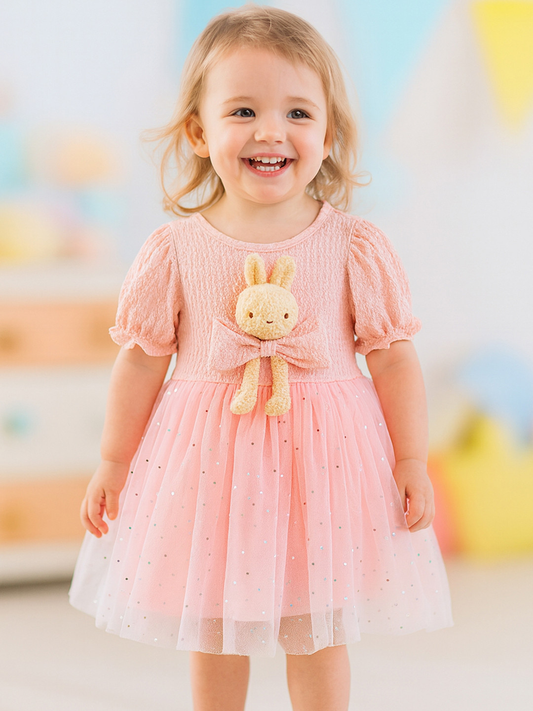 Bold N Elegant Sequined Mini Party Dress with 3D Bunny