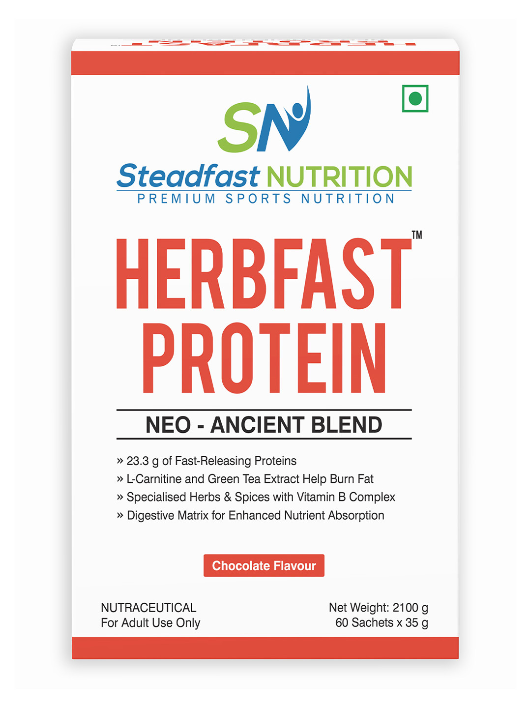 Steadfast Nutrition HerbFast Protein Fast Release Muscle Growth Chocolate 60 Sachets 2100g