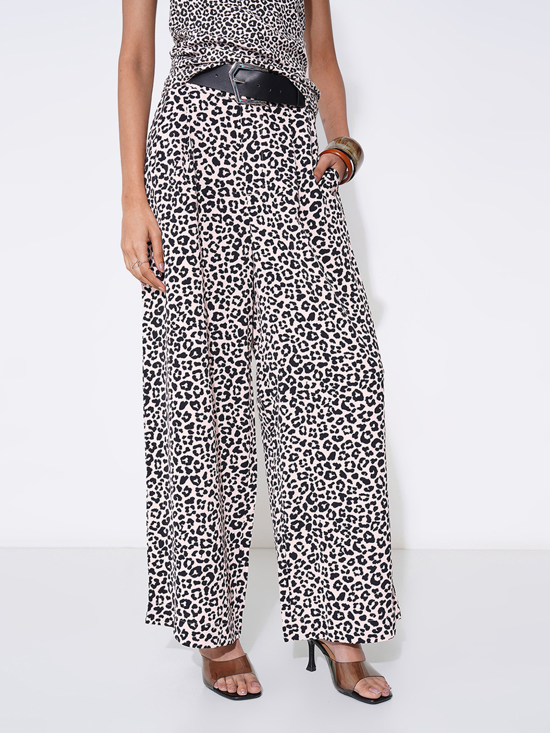 Honey by Pantaloons Women Leopard Print Flared Pants