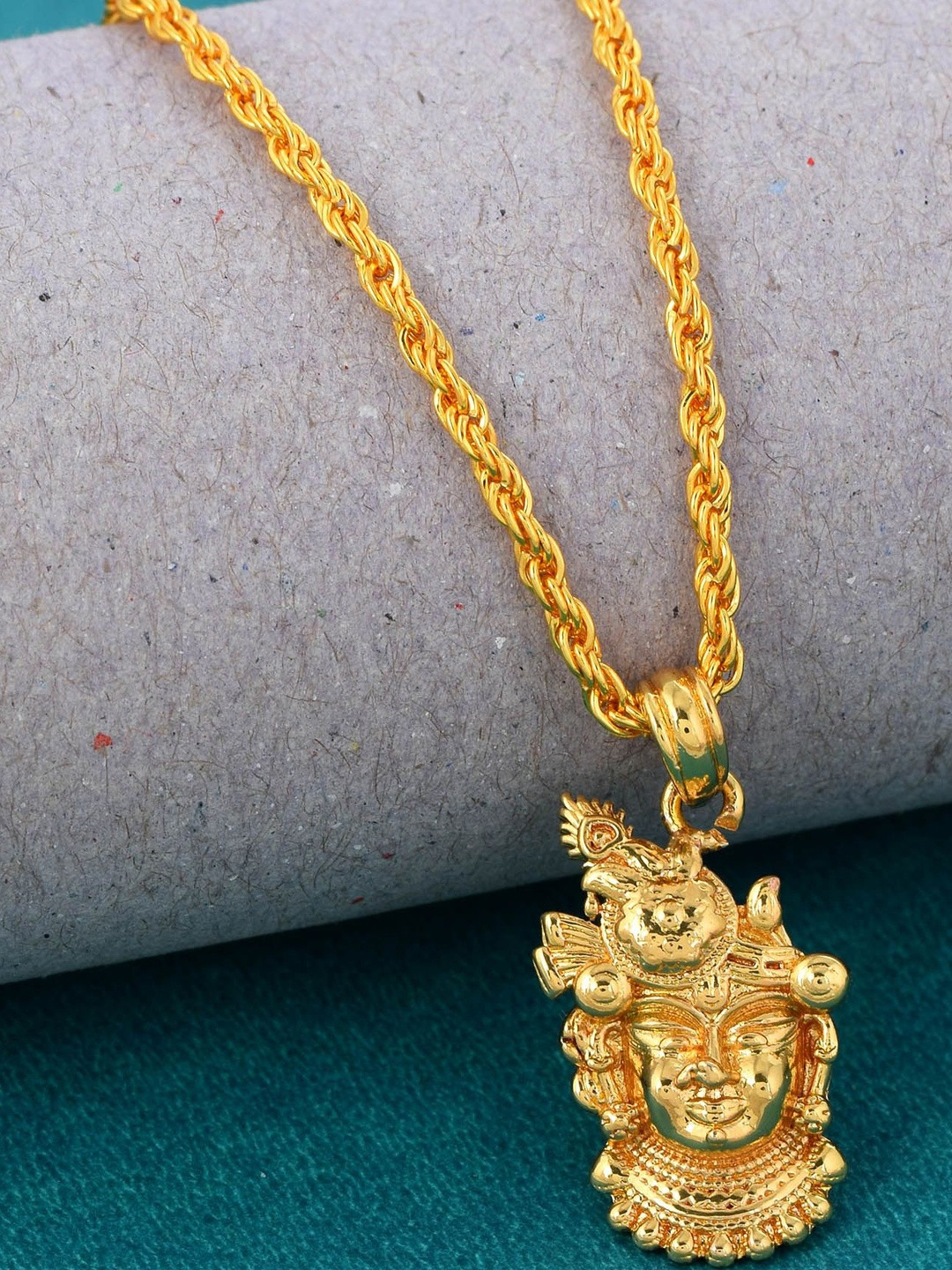 Goldplated Krishna Shrinathji Pendant Hindu