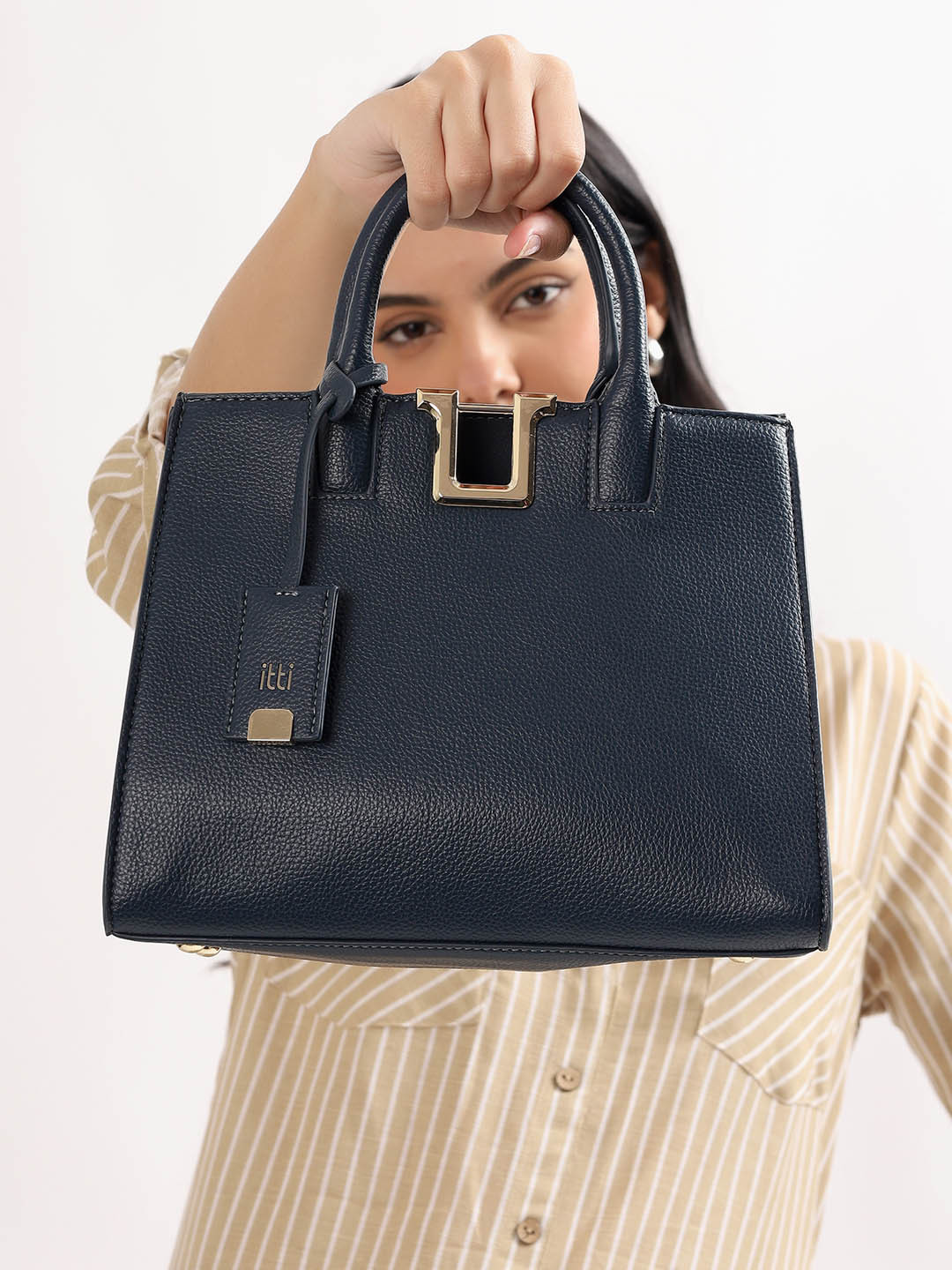 itti Women Textured Structured Handheld Bag