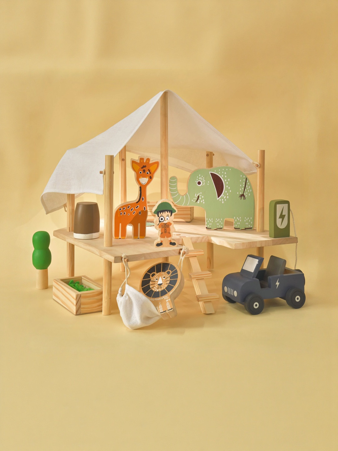 Playbox  Wooden Jungle Safari Wild Animals Play Toy Set Learning and Development Toys