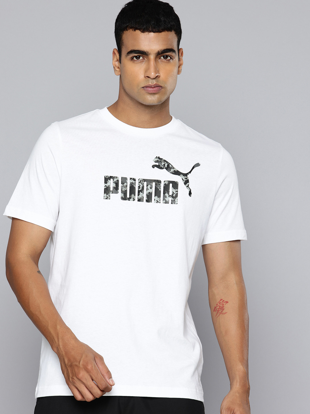Puma Essentials Camo Brand Logo Printed Pure Cotton T-shirt