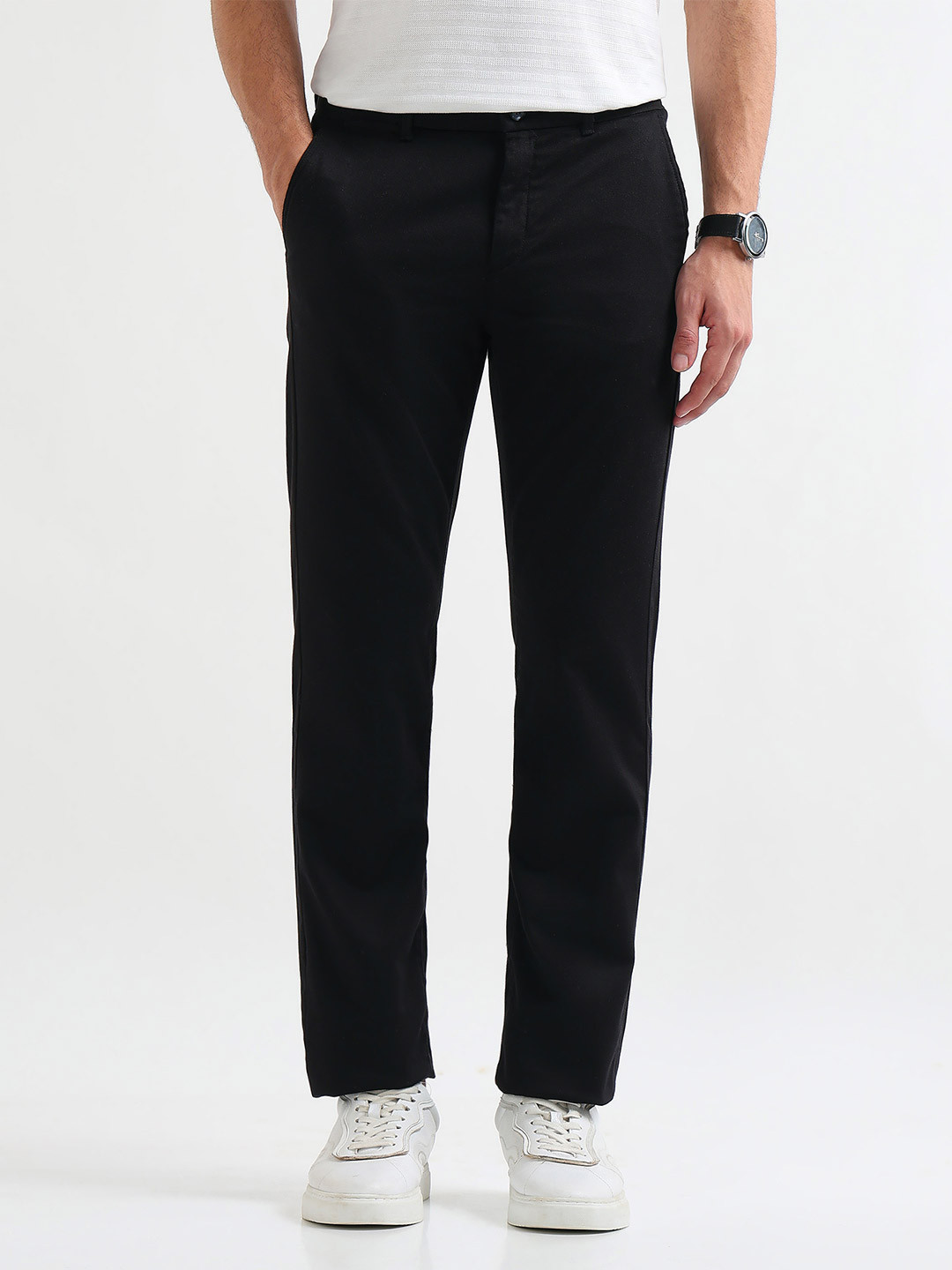 Arrow Sport Auto Flex Plus Men Textured Regular Fit Mid-Rise Trouser