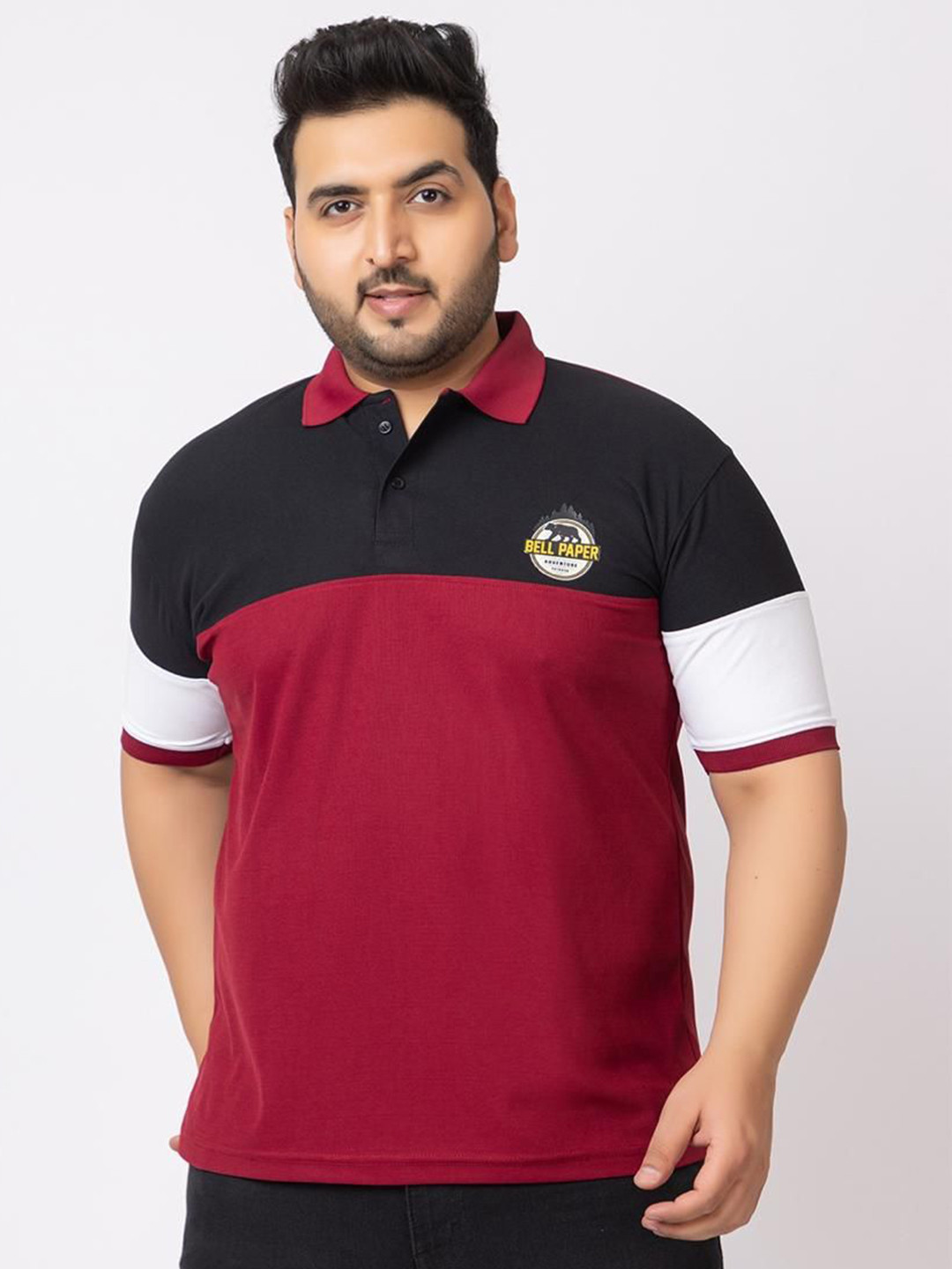Bell Paper Men Colourblocked Polo Collar Regular Fit T-shirt