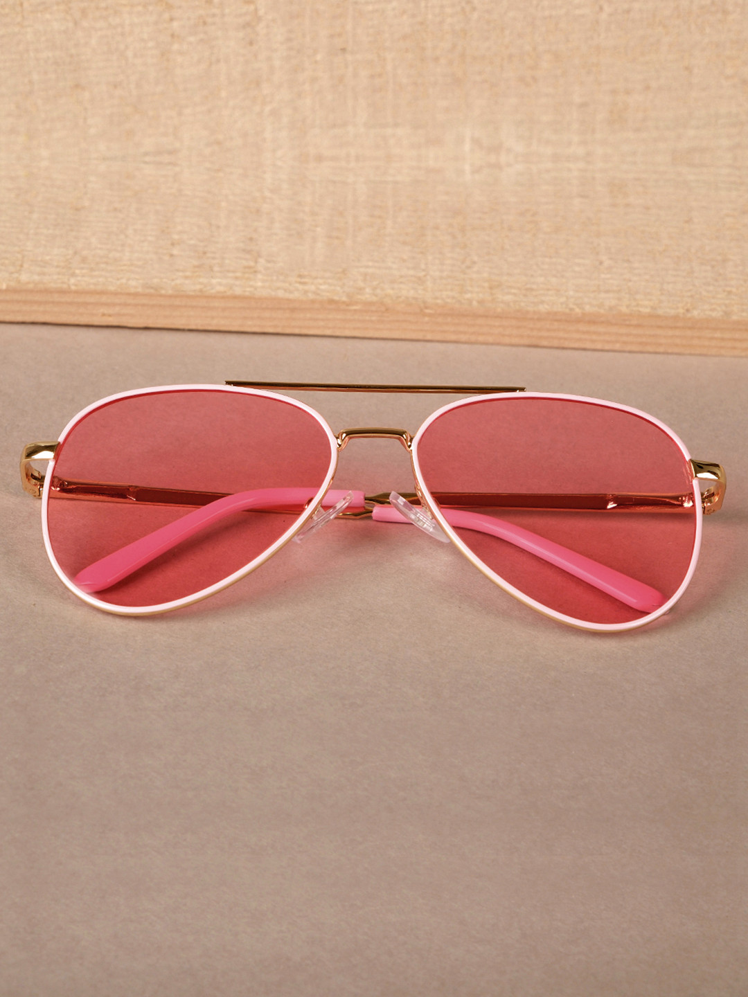 DukieKooky Kids Pink Lens & Gold-Toned Aviator Sunglasses DKSG536A-Pink