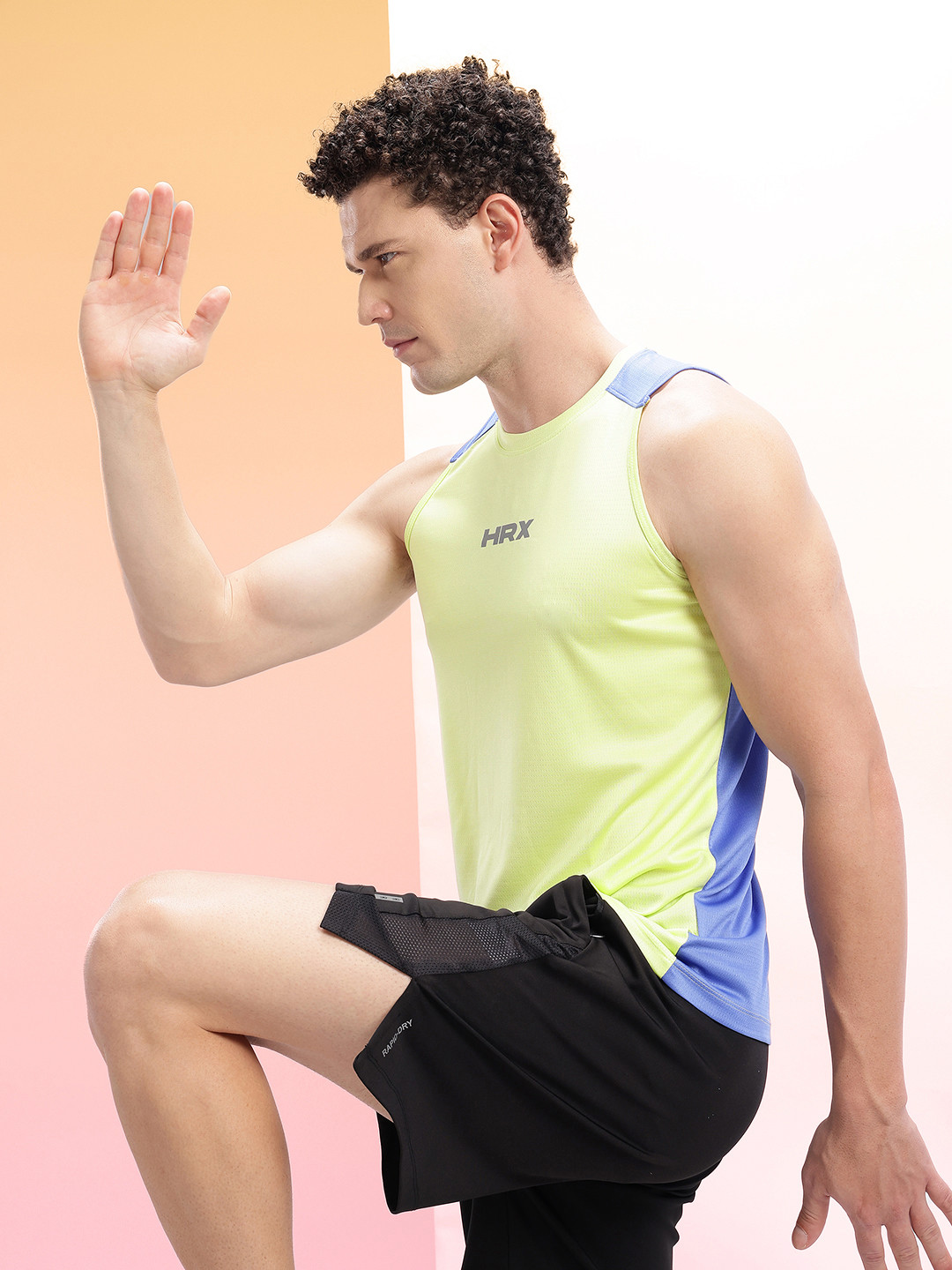 HRX by Hrithik Roshan Brand Logo Detail Colorblocked Ultra-Lite Running T-shirt