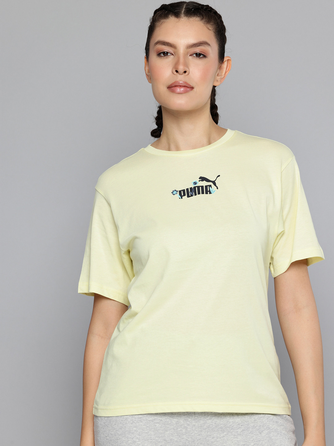Puma Essentials Nature 2.0 Graphic Brand Logo Printed Pure Cotton Relaxed T-shirt