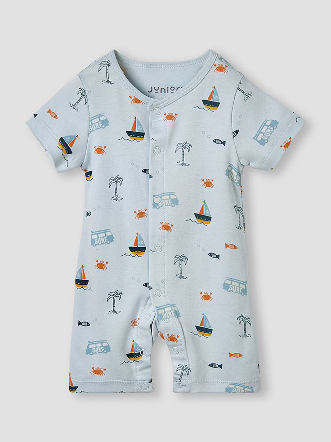 Juniors by Babyshop Infant Boys Beach Printed Round Neck Cotton Rompers