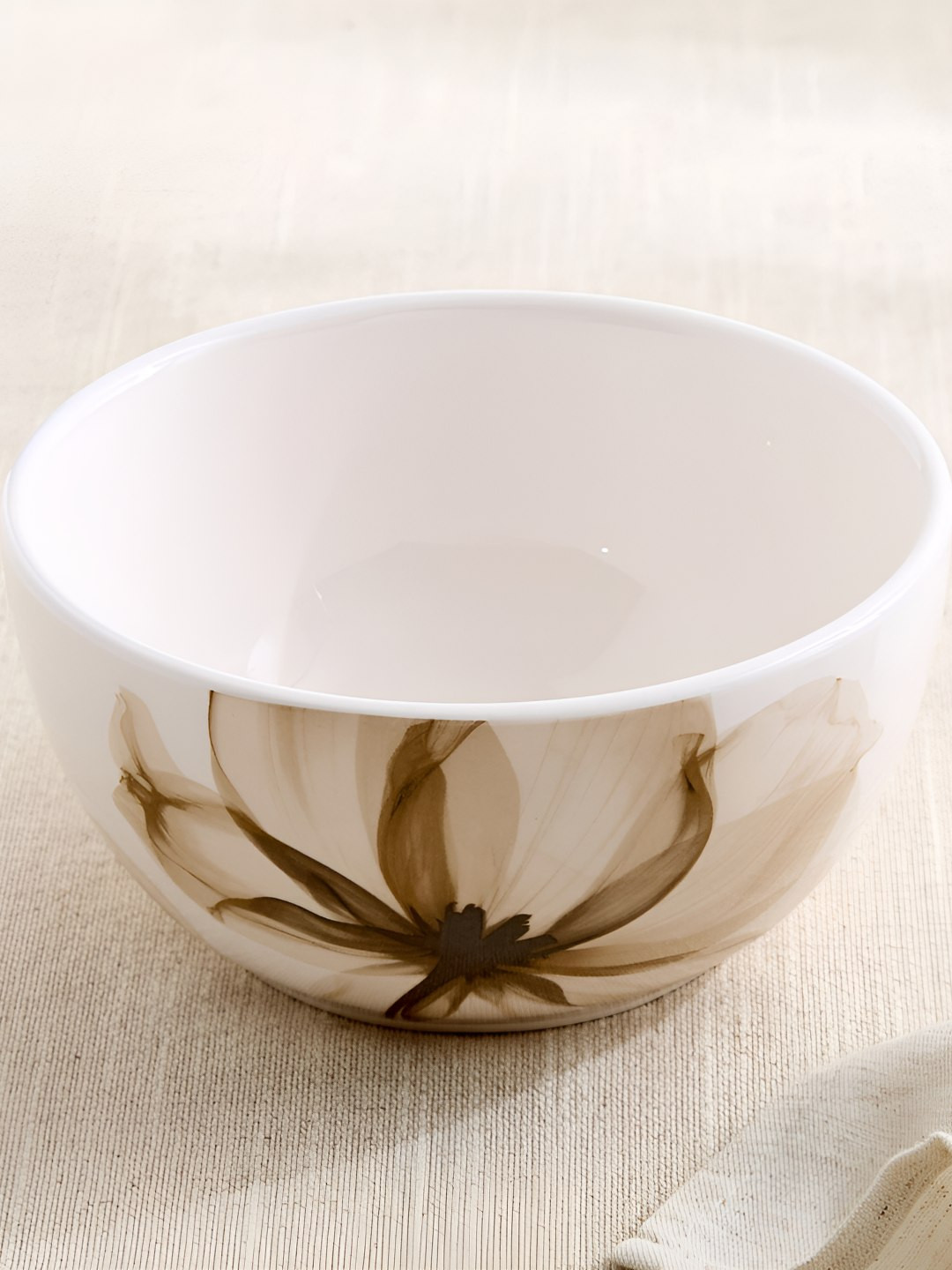 Home Centre Moksha Mocha Mousse Stoneware Floral Print Cereal Bowl