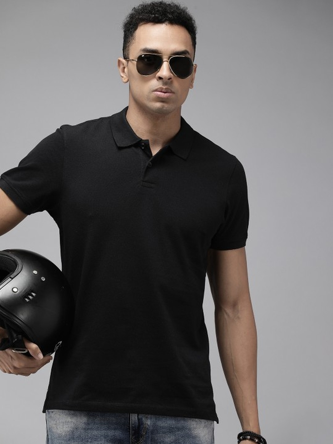 Roadster Men Cotton Polo T-shirt
