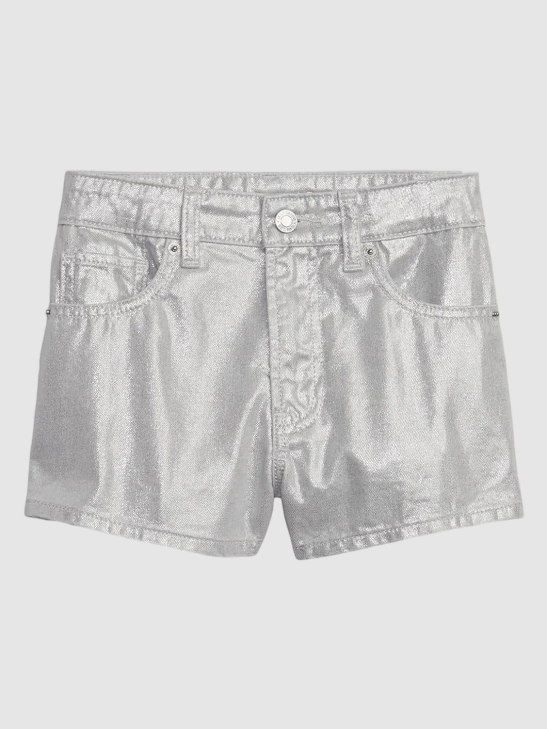 GAP Girls Mid-Rise Metallic Pure-Cotton Shorts