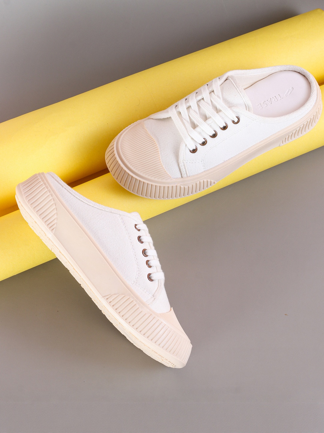 TRASE Women White Casual Mule Sneakers