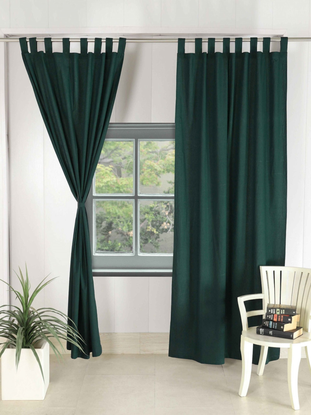 HANDICRAFT PALACE Green Set of 2 Black Out Door Curtain