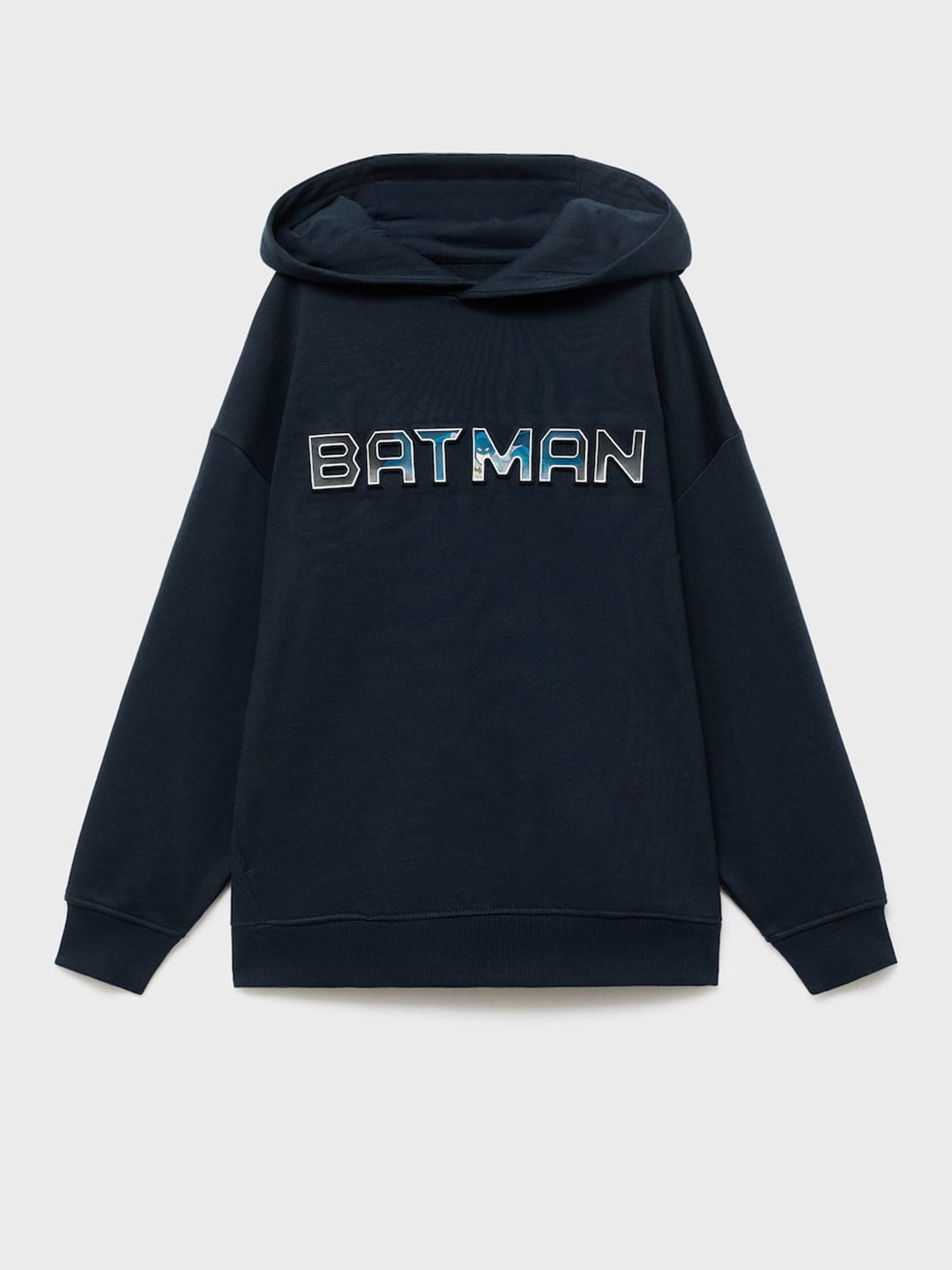 Mango Kids Boys Batman Embossed Print Hooded Pure Cotton Sweatshirt