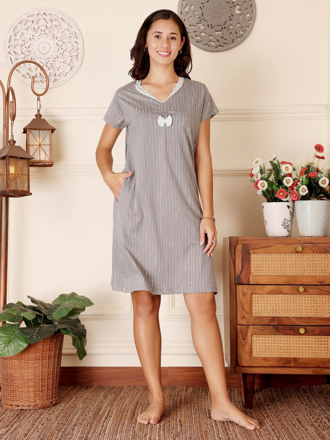 Bodycare Women Cotton Printed Night Dress