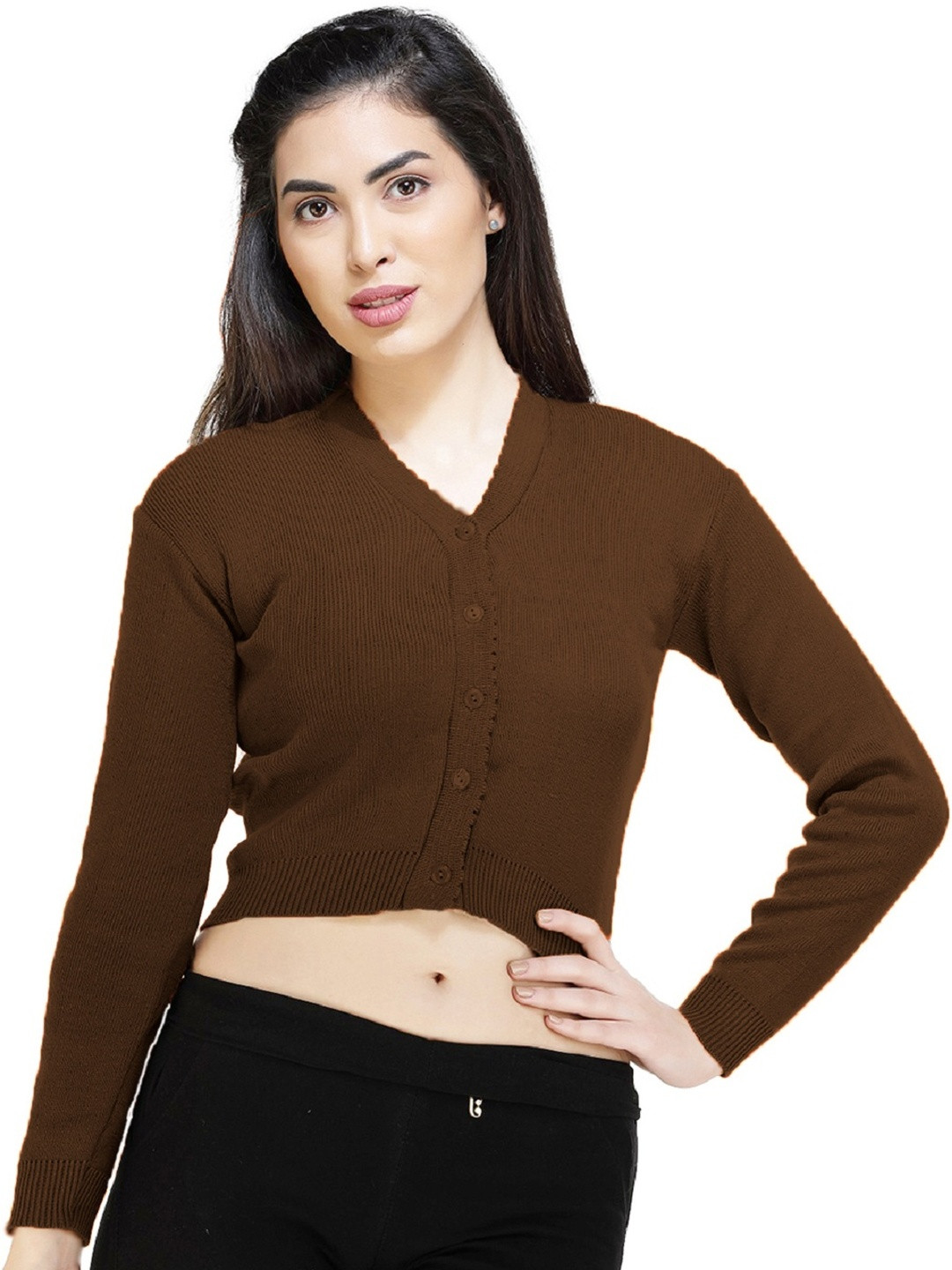 FEMULA Woollen Shirt Style Crop Top